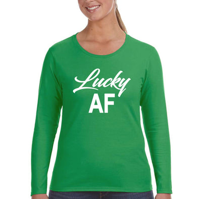 Free Shipping Womens St. Patrick's Day Saint Paddy Drunk shirt Lucky Charm Shamrock Lucky AF Clover Irish Womens Longsleeve T-Shirt