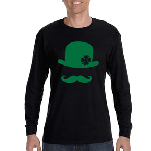 Free Shipping Men's St. Patrick's Day Saint Paddy Drunk shirt Hat Moustache  Shamrock Clover Irish Long Sleeve T-Shirt