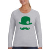 Free Shipping Women's St. Patrick's Day Saint Paddy Drunk shirt Hat Moustache Shamrock Clover Irish Irish Longsleeve T-Shirt