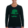 Free Shipping Women's St. Patrick's Day Saint Paddy Drunk shirt Hat Moustache Shamrock Clover Irish Irish Long Sleeve T-Shirt