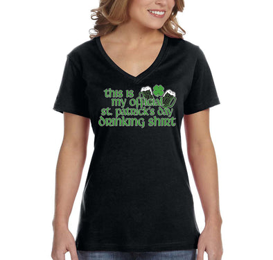 Free Shipping Womens My Official St. Patrick's Day Drinking Shamrock Clover Irish Green Beer Party Funny Short Sleeve V-Neck T-Shirt