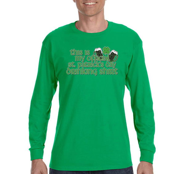 Free Shipping Mens My Official St. Patrick's Day Drinking Shamrock Clover Irish Shenanigans Green Beer Party Funny Long Sleeve T-Shirt