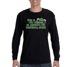 Free Shipping Mens My Official St. Patrick's Day Drinking Shamrock Clover Irish Shenanigans Green Beer Party Funny Long Sleeve T-Shirt