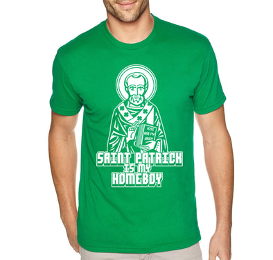 Free Shipping Men's Saint Patrick is My Homeboy Funny Irish Drinking Green Shamrock Beer Party Shenanigans Patrick's Clover Shamrock T-Shirt