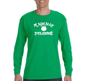 Free Shipping Men's Magically Delicious St. Patrick's Leprechaun  Lucky Charms  Party Irish Shamrock Clover Pot Gold Long Sleeve T-Shirt