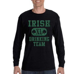 Free Shipping Men's Irish Drinking Team St. Patrick's Day Funny Party Beer Clover Shamrock Whiskey Long Sleeve T-Shirt