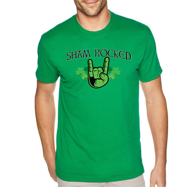 Free Shipping Men's Sham Rocked Shamrock Devil Hand Horns Beer Whiskey Funny Party Clover Shenanigans Irish St. Patrick's Day T-Shirt