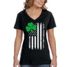 Free Shipping Women's Shamrock USA Flag Clover Shamrock Irish Ireland St. Patrick's Day V-Neck T-Shirt