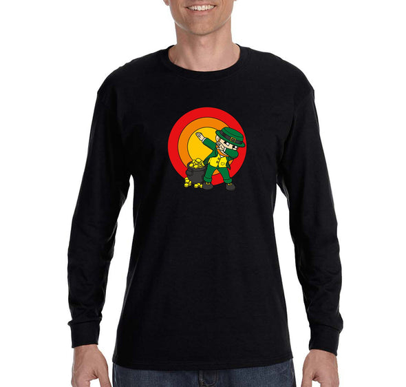 Free Shipping Men's Dab Leprechaun Dabbing Clover Shamrock Party Funny Shenanigans Whiskey Drink Irish St. Patrick's Day Long Sleeve T-Shirt