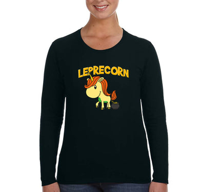 Free Shipping Women's Leprecorn Unicorn Leprechaun St. Patrick's Day Shamrock Shenanigans Pot Gold Irish Shamrock Long Sleeve T-Shirt