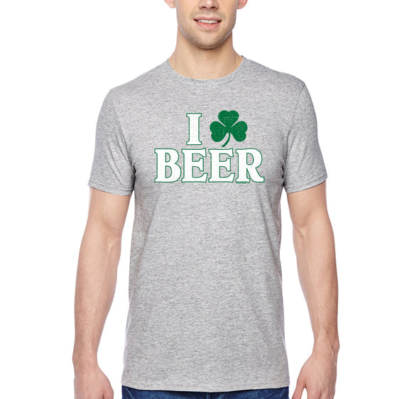 Free Shipping Men's I Love Beer St. Patrick's Day Clover Beer Drinking Celtic Party Funny Shamrock Shenanigans T-Shirt