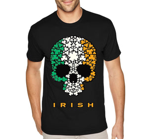 Free Shipping Men's Irish Shamrock Skull Funny Flag St. Patrick's Day Drinking Beer Shamrock Funny Party Shenanigans T-Shirt