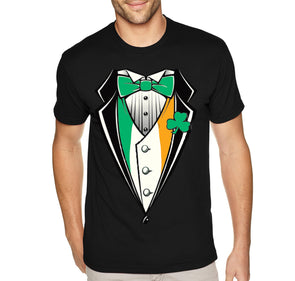 Free Shipping Men's Irish Tuxedo Leprechaun Funny Beer Funny Clover Shamrock Whiskey Funny Shenanigans St. Patrick's Day T-Shirt