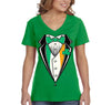 Free Shipping Women's Irish Tuxedo Leprechaun Funny Beer Clover Shamrock Whiskey Party Funny Shenanigans St. Patrick's Day V-Neck T-Shirt