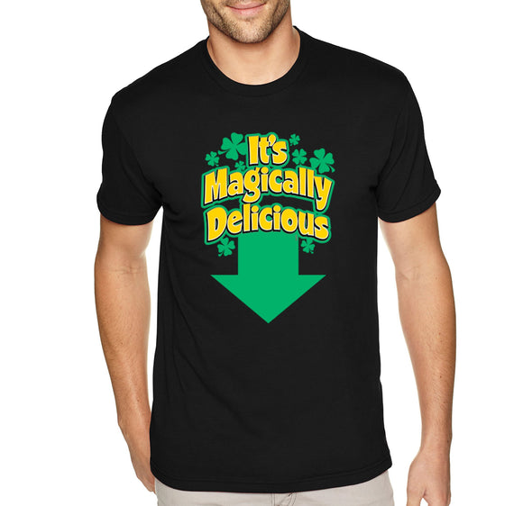 Free Shipping Men's Magicially Delicious St. Patrick's Day Leprechaun Funny Party Irish Shamrock Clover Pot Gold T-Shirt