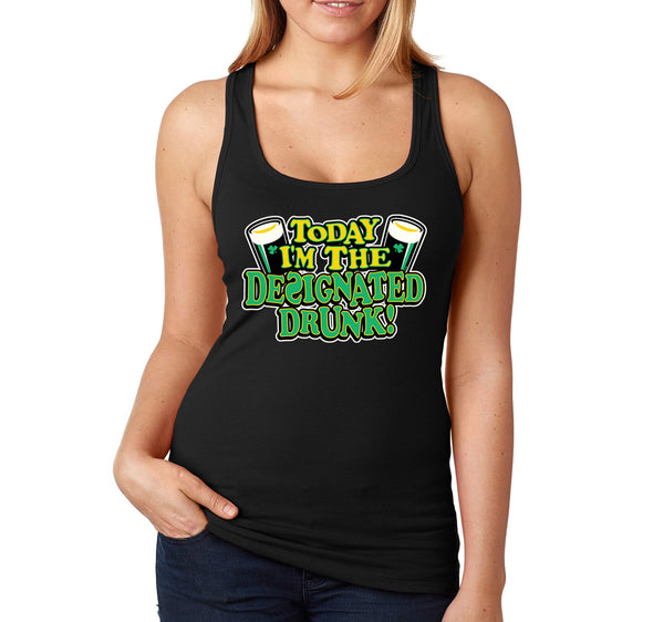 Free Shipping Womens' Designated Drunk Irish Funny Beer St. Patrick's Day Long Racerback Tanktop