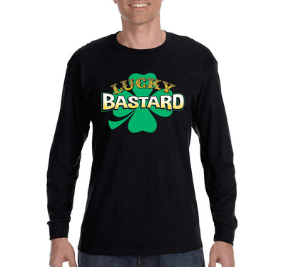 Free Shipping Men's Lucky Bastard Shamrock Leprechaun Bar Beer Whiskey Party Clover Shenanigans Irish St. Patrick's Day Long Sleeve T-Shirt