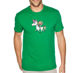 Free Shipping Men's Leprechaun Riding Unicorn Clover Shamrock Party Funny Shenanigans Whiskey Drinking Irish Beer St. Patrick's Day T-Shirt