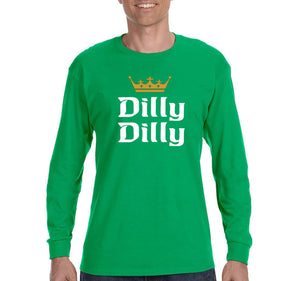 Free Shipping Men's Dilly Dilly St. Patrick's Day Drinking Shamrock Clover Irish Green Beer Party Funny Long Sleeve T-Shirt