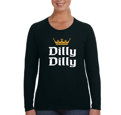 Free Shipping Women's Dilly Dilly St. Patrick's Day Drinking Shamrock Clover Irish Green Beer Party Funny Long Sleeve T-Shirt