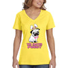 Free Shipping Women's Pug Dog Ears Easter Bunny Holiday V-Neck Short Sleeve T-Shirt Rabbit Lover Funny Egg Hunt Spring Gift Cute Tee