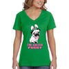 Free Shipping Women's Pug Dog Ears Easter Bunny Holiday V-Neck Short Sleeve T-Shirt Rabbit Lover Funny Egg Hunt Spring Gift Cute Tee