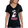Free Shipping Women's Pug Dog Ears Easter Bunny Holiday V-Neck Short Sleeve T-Shirt Rabbit Lover Funny Egg Hunt Spring Gift Cute Tee