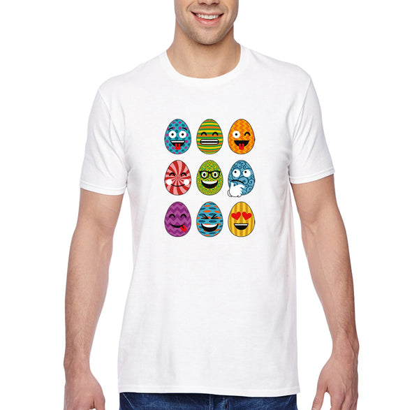 Free Shipping Men's Emoji Egg Hunt Easter Holiday Crewneck Short Sleeve T-Shirt Bunny Rabbit Lover Funny Egg Hunt Spring Gift Cute Tee