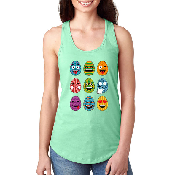 Free Shipping Women's Emoji Egg Hunt Easter Holiday Racer-Back Tank-Top Bunny Rabbit Lover Funny Egg Hunt Spring Gift