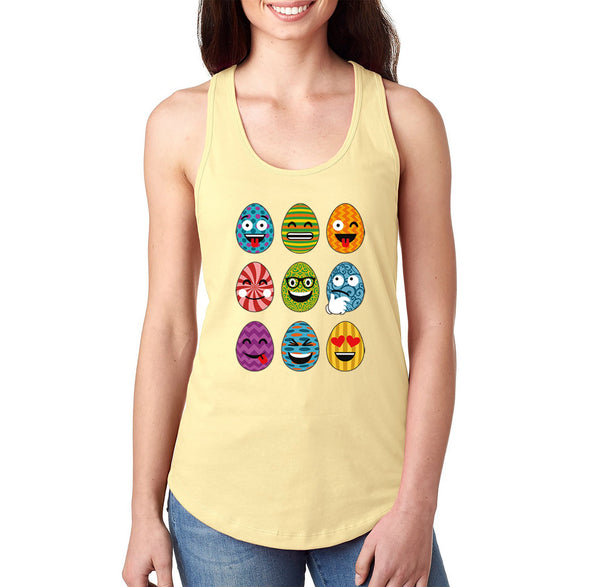 Free Shipping Women's Emoji Egg Hunt Easter Holiday Racer-Back Tank-Top Bunny Rabbit Lover Funny Egg Hunt Spring Gift