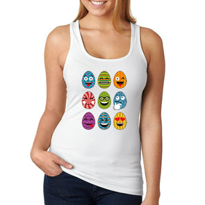 Free Shipping Women's Emoji Egg Hunt Easter Holiday Racer-Back Tank-Top Bunny Rabbit Lover Funny Egg Hunt Spring Gift