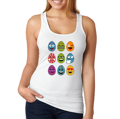 Free Shipping Women's Emoji Egg Hunt Easter Holiday Racer-Back Tank-Top Bunny Rabbit Lover Funny Egg Hunt Spring Gift