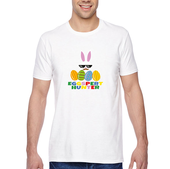 Free Shipping Men's Eggspert Hunter Video Game Easter Holiday Crewneck Short Sleeve T-Shirt Bunny Rabbit Funny Egg Hunt Spring Gift Cute Tee