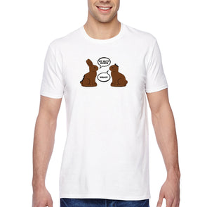 Free Shipping Men's Chocolate Bunnies Talking Funny Easter Holiday Crewneck Short Sleeve T-Shirt Bunny Rabbit Funny Egg Hunt Spring Gift Tee