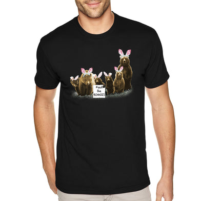 Free Shipping Men's Feed the Bunnies Bears Funny Easter Holiday Crewneck Short Sleeve T-Shirt Bunny Rabbit Funny Egg Hunt Spring Gift Tee