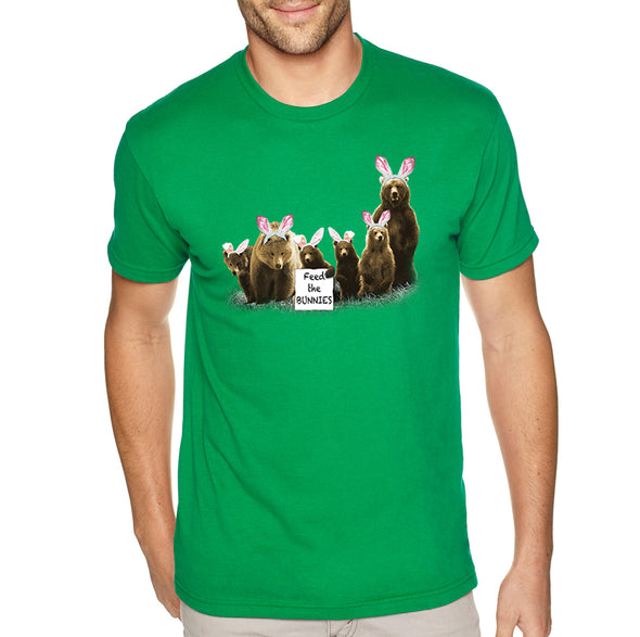 Free Shipping Men's Feed the Bunnies Bears Funny Easter Holiday Crewneck Short Sleeve T-Shirt Bunny Rabbit Funny Egg Hunt Spring Gift Tee