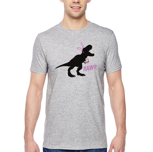 Free Shipping Men's Rawr T-Rex Dinosaur Easter Holiday Crewneck Short Sleeve T-Shirt Bunny Rabbit Funny Egg Hunt Spring Gift Cute Tee