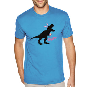 Free Shipping Men's Rawr T-Rex Dinosaur Easter Holiday Crewneck Short Sleeve T-Shirt Bunny Rabbit Funny Egg Hunt Spring Gift Cute Tee