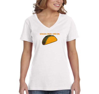 Free Shipping Women's Tacos Por Favor Please Cinco De Mayo Spring Break V-Neck Short Sleeve T-Shirt Birthday Gift Drinking Summer Party