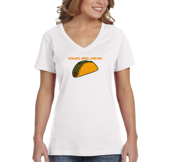 Free Shipping Women's Tacos Por Favor Please Cinco De Mayo Spring Break V-Neck Short Sleeve T-Shirt Birthday Gift Drinking Summer Party