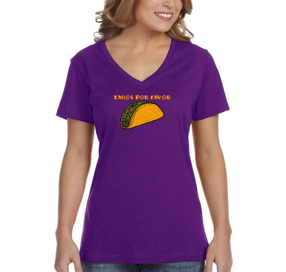 Free Shipping Women's Tacos Por Favor Please Cinco De Mayo Spring Break V-Neck Short Sleeve T-Shirt Birthday Gift Drinking Summer Party