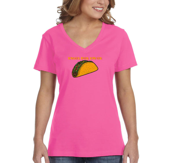 Free Shipping Women's Tacos Por Favor Please Cinco De Mayo Spring Break V-Neck Short Sleeve T-Shirt Birthday Gift Drinking Summer Party