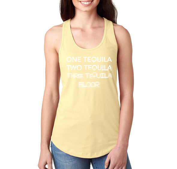 Free Shipping Women's One Tequila Two Floor Funny Cinco De Mayo Spring Break Racer-back Tank-Top Birthday Gift Drinking Summer Party