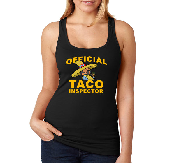 Free Shipping Women's Official Taco Inspector Cinco De Mayo Spring Break Racer-back Tank-Top Birthday Gift Drinking Summer Party