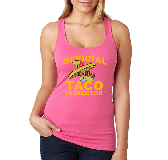 Free Shipping Women's Official Taco Inspector Cinco De Mayo Spring Break Racer-back Tank-Top Birthday Gift Drinking Summer Party