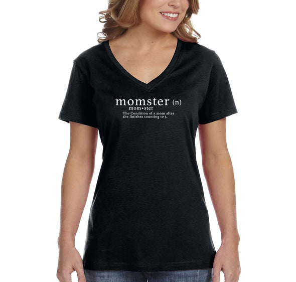 Free Shipping Women's Momster Mom Funny Mother's Day V-Neck Short Sleeve T-Shirt Birthday Gift Spring Aunt Nana Mother Grandma Tee