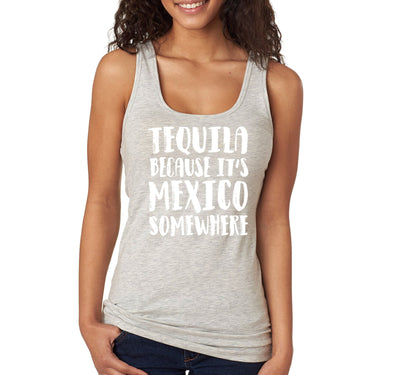 Free Shipping Women's Tequila It's Mexico Somewhere Cinco De Mayo Spring Break Racer-back Tank-Top Birthday Gift Drinking Summer Party