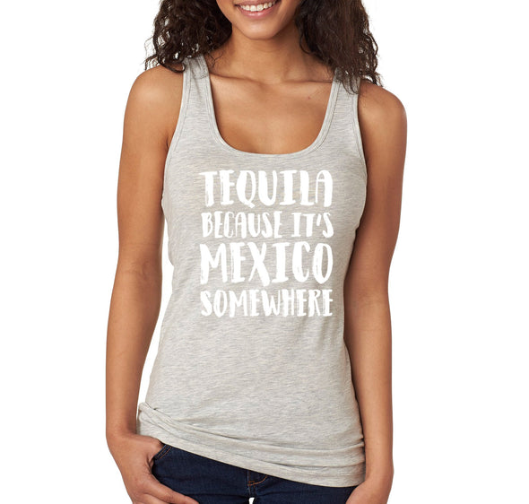 Free Shipping Women's Tequila It's Mexico Somewhere Cinco De Mayo Spring Break Racer-back Tank-Top Birthday Gift Drinking Summer Party