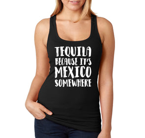 Free Shipping Women's Tequila It's Mexico Somewhere Cinco De Mayo Spring Break Racer-back Tank-Top Birthday Gift Drinking Summer Party
