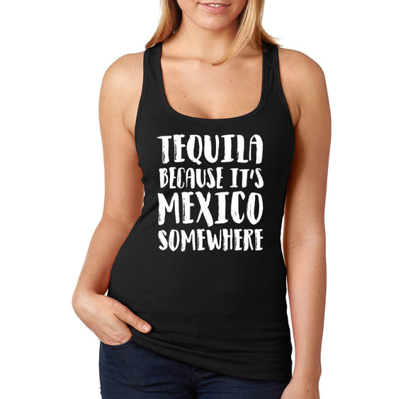 Free Shipping Women's Tequila It's Mexico Somewhere Cinco De Mayo Spring Break Racer-back Tank-Top Birthday Gift Drinking Summer Party